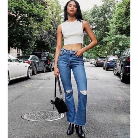 MOTHER The Weekender Fray Jeans Six Packs On Me 28 Flare - Picture 1 of 10